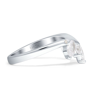 Chevron Ring Stacking Band Cubic Zirconia 925 Sterling Silver Wholesale